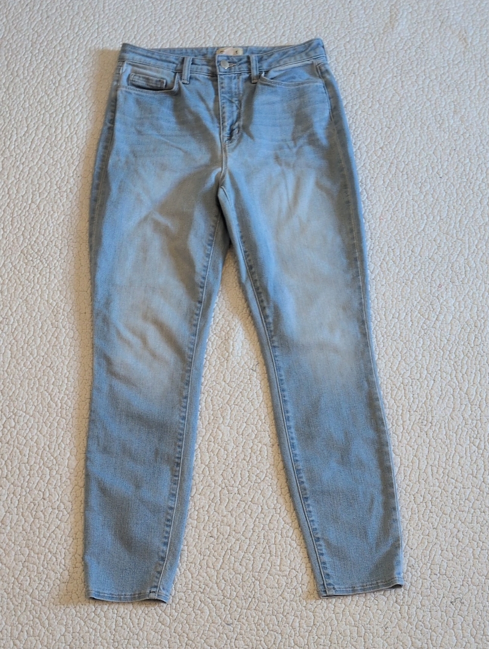 Lagence Acid Washed Cropped Capri Cotton Blend High Rise Jeans USA Minimalist